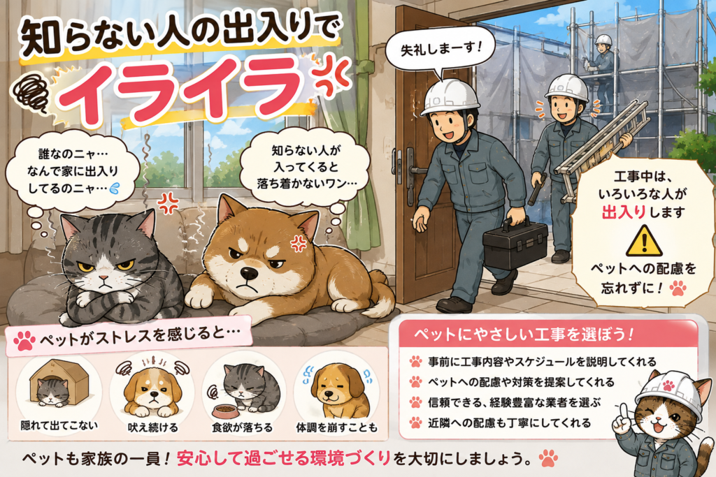 ペットと暮らすご家庭必見‼外壁塗装工事でペットに対する注意点と安心対策‼の参考画像