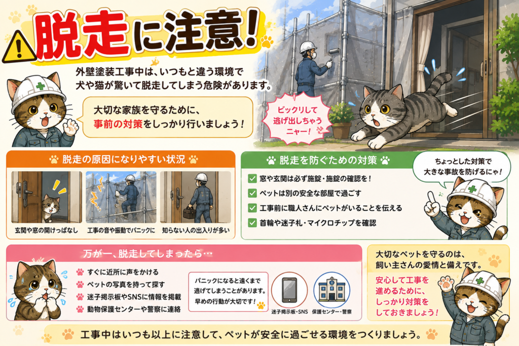 ペットと暮らすご家庭必見‼外壁塗装工事でペットに対する注意点と安心対策‼の参考画像