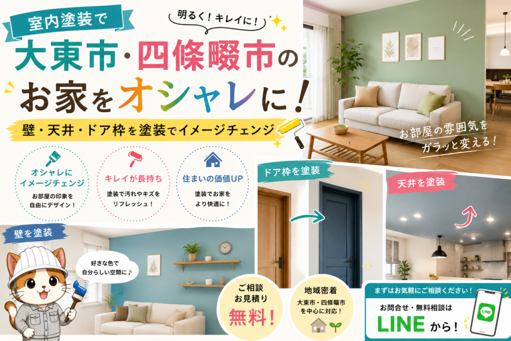 室内塗装で大東市・四條畷市のお家をオシャレに！壁・天井・ドア枠を塗装でイメージチェンジの参考画像