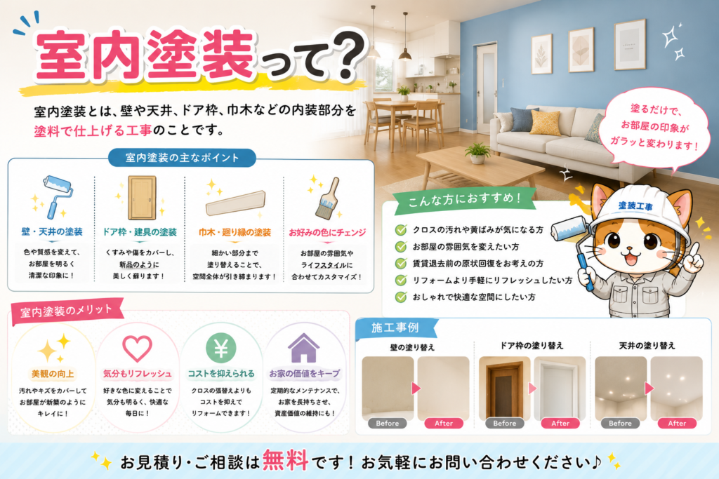 室内塗装で大東市・四條畷市のお家をオシャレに！壁・天井・ドア枠を塗装でイメージチェンジの参考画像